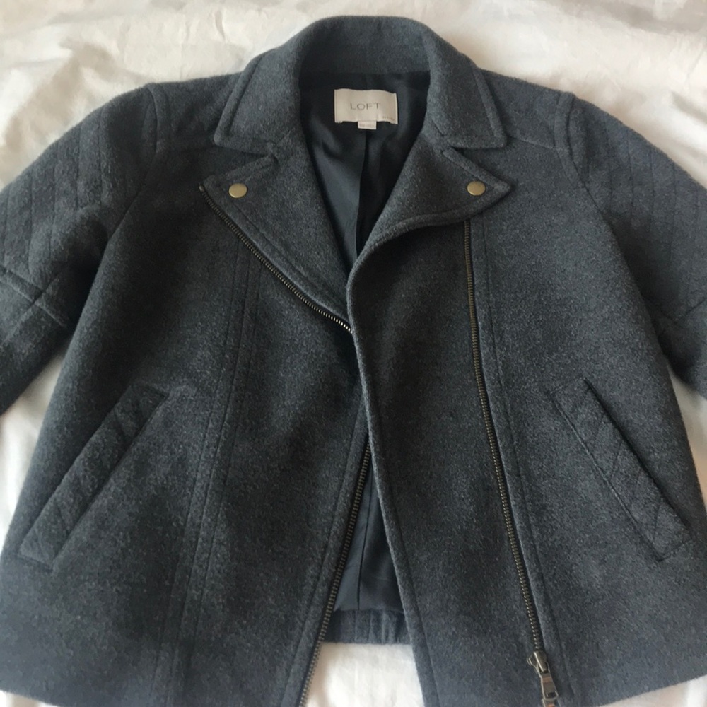 Loft Grey Quilted Moto Jacket